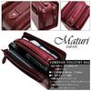 Maturi Cordovan Horse Leather Double Zipper Second Bag, Wine, MT-14