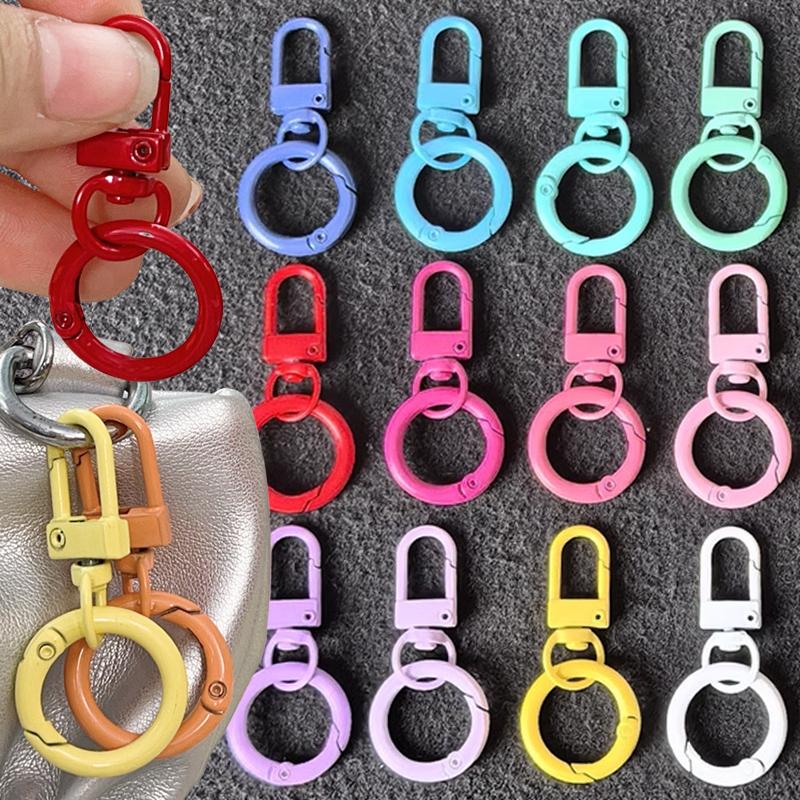 10/1pcs New Color Alloy Keychains Handmade DIY Bead Jewelry Accessories Luggage Keychains Spring Buckles Pendants
