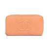 Used COCO Mark Around Long Wallet Grained Calfskin Leather Orange Used Women