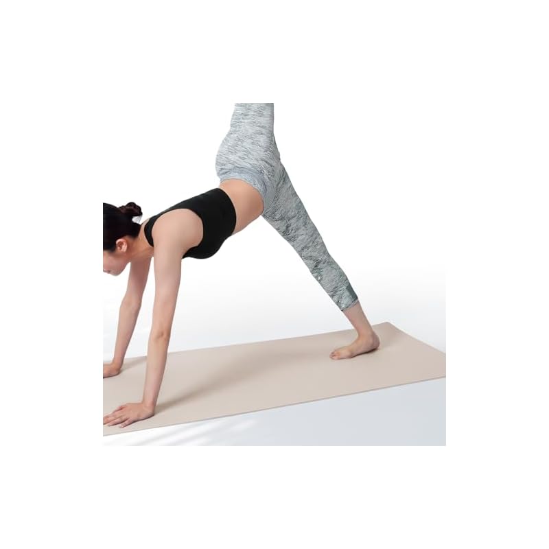 IRONMAN CLUB High Grip Yoga Mat 4mm IMC-53WG Warm Gray with Carry Band - Suitable for Stretching, Flexibility, Gymnastics, Pilates - Plain