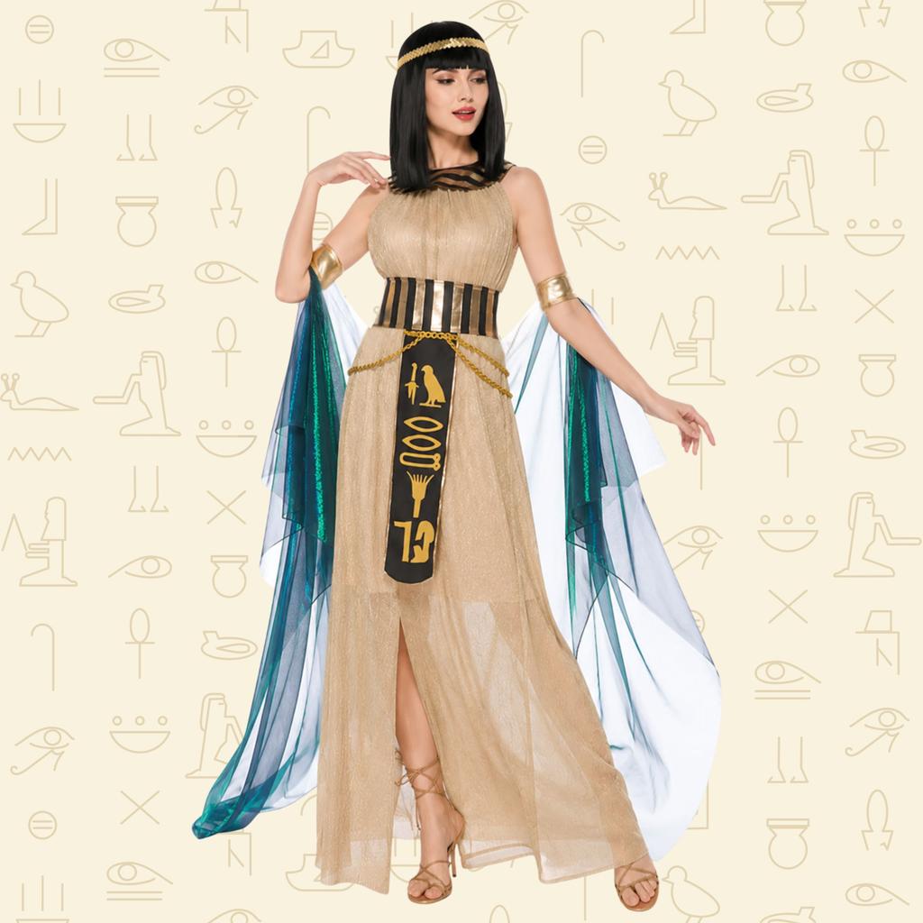 Costume da Cleopatra Set Parrucca Faraone Egiziano Principessa S M