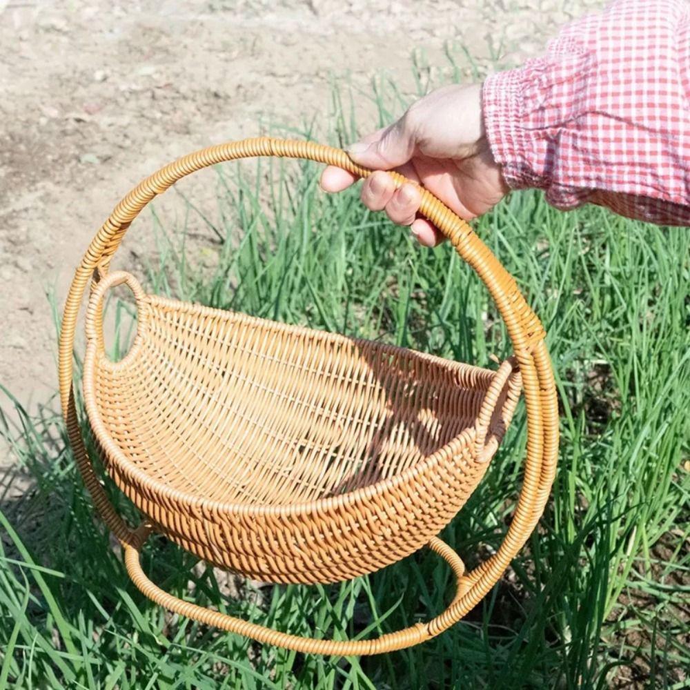 Imitation Vine Weaving Woven Storage Basket With Handle Multipurpose Storage Basket  Home Kitchen