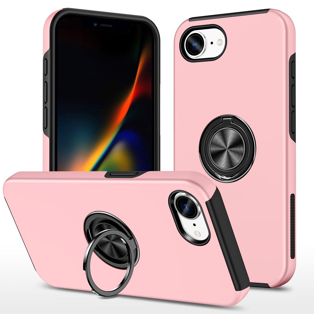 For iPhone 16e Case PC + TPU Phone Cover with Rotatable Ring Holder