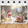 2025 Winter Snow Scene Christmas Snowman Sled Background Music Country Christmas Family Children Portrait Photography Backdrop