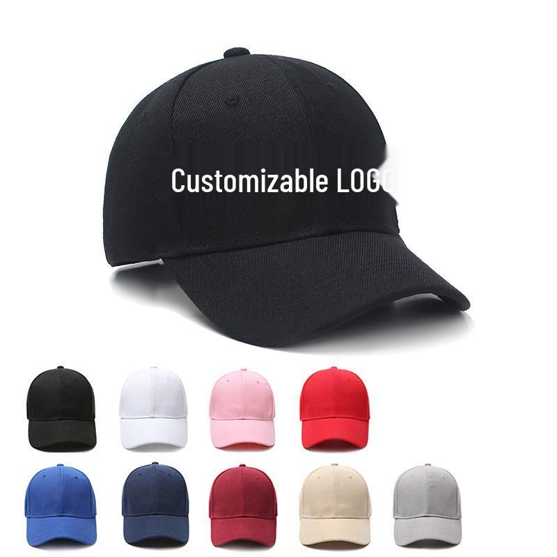 Unisex Custom Logo Solid Color Baseball Cap - Spring/Autumn Casual Korean Style for Large Head.