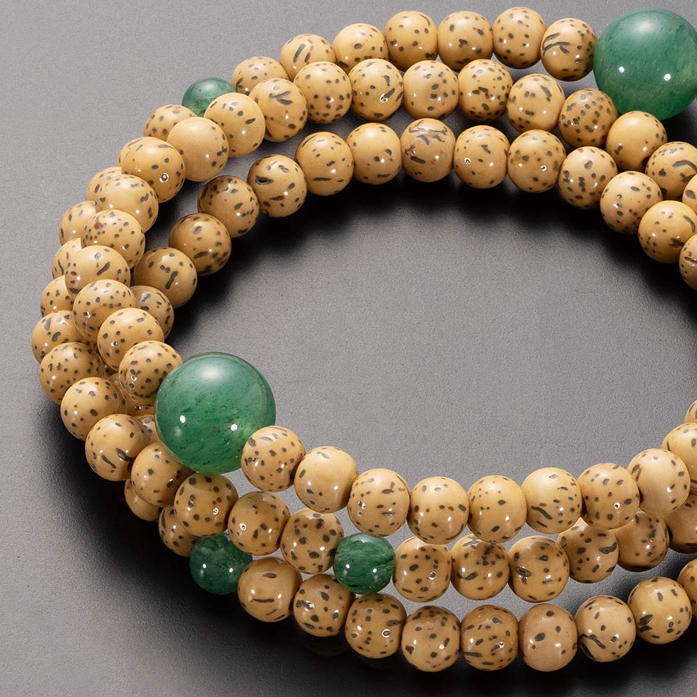 Buddhist Altar Shop Takita Shoten Specially Selected Bracelet Prayer Beads 108 Beads Triple Star and Moon Bodhi Tree Indian Jade Tailor Official