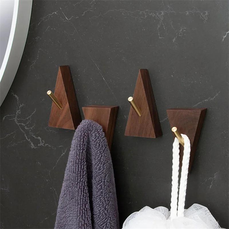 4pcs Japanese Creative Hooks Coat Hooks Wall Decoration Hooks Wooden Hooks No Punching Multifunctional Hooks