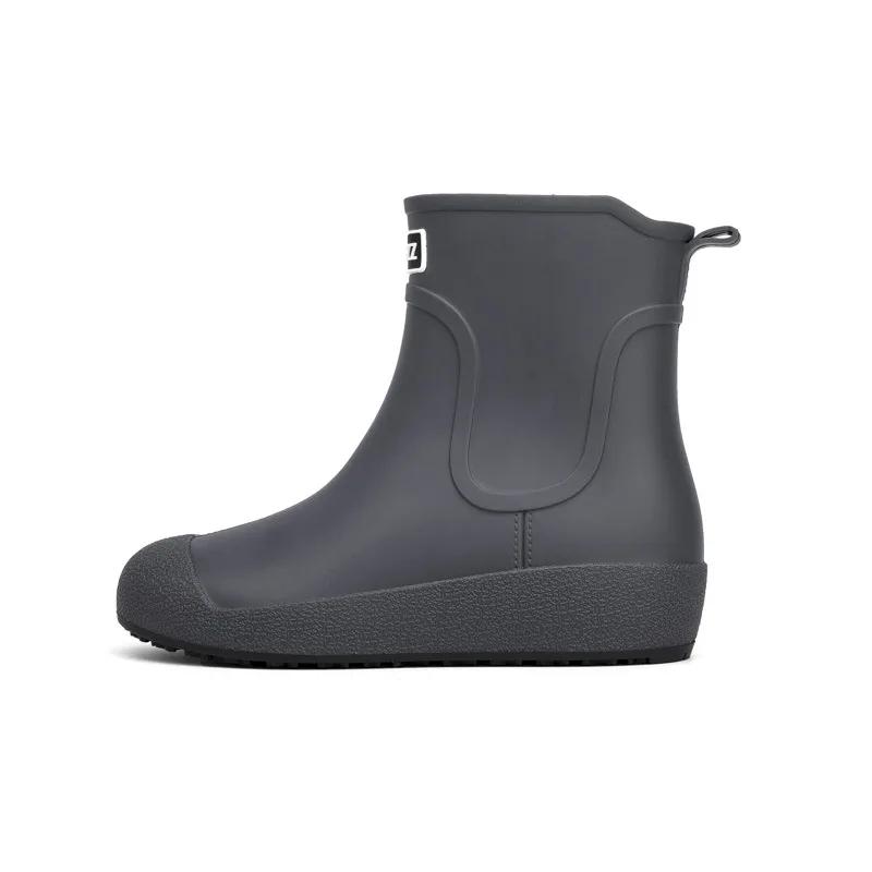 Slip-on Rain Shoes Men Rubber Boots Waterproof Platform Booties 2024 Fashion Outdoor Non-slip Rain Boots Man Working Galoshes