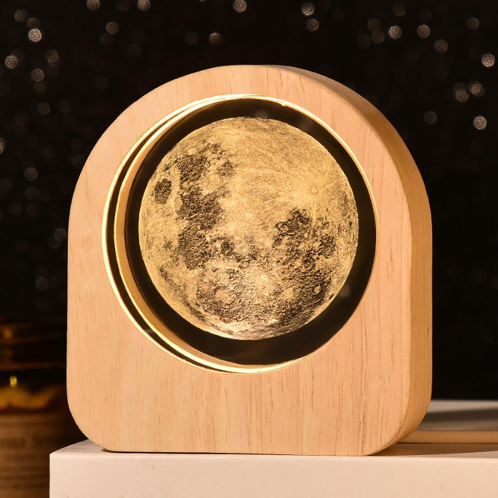 Leiasnow Bordslampa Nattlampa Måne Rymd Saturnus Sänglampa Kristallkula (Måne)