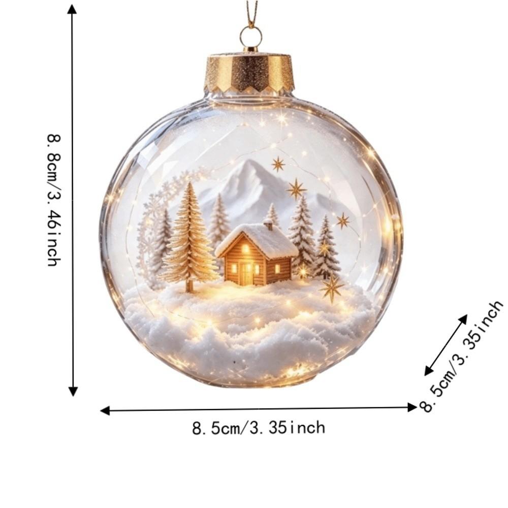 2D Flat Pattern Christmas Ball Ornament Shatterproof Hanging Light Up Ornament Pendant Window