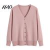 Fall Coat Women Sweater Solid Color Single-breasted Buttons Long Sleeves Casual Autumn Cardigan Soft V Neck Jacket for Daily Wear