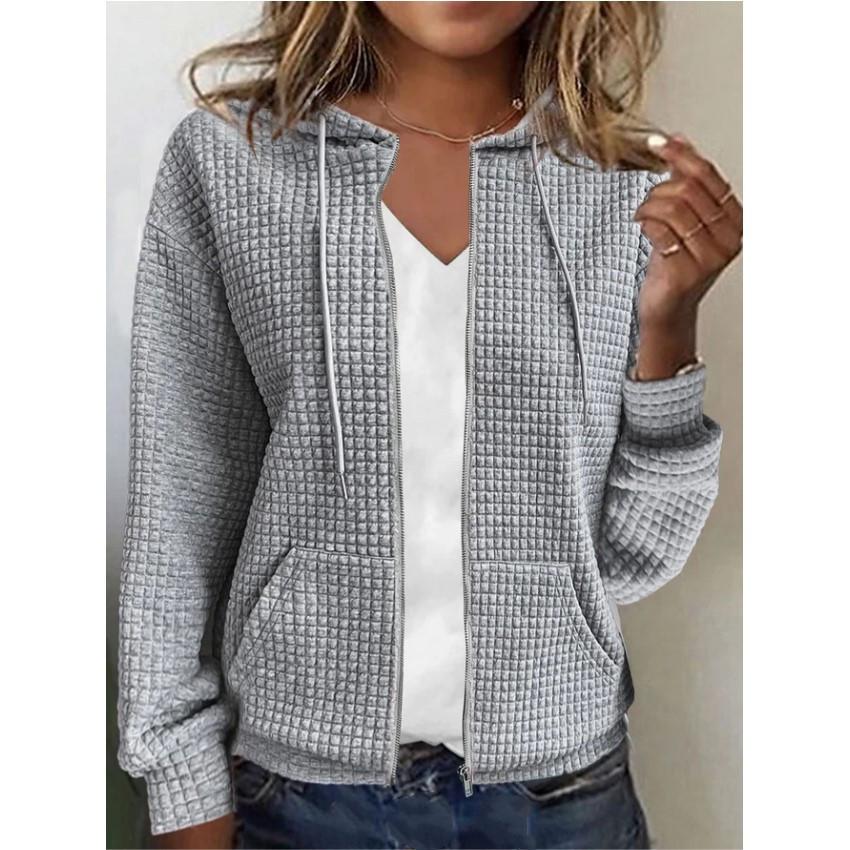 Women S Long Sleeve Hooded Zip Up Sweatshirt Coat