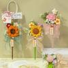 Crochet Flower Pen Black Ballpoint Pen Woven Bouquet Pens Black Ballpoint Artificial Flower Stationery Pen Teachers ' Day Gifts