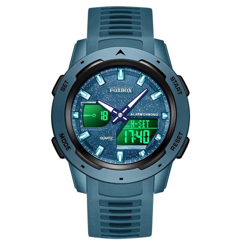 LIGE FB0100 Analog Digital Men Watch Multi-Function 49mm Sport Bezel LED Light 100 SEC Stopwatch Casual Fashion Timepiece+box