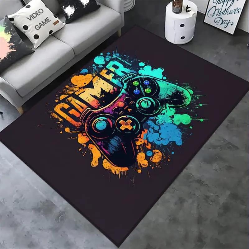 Creative Gaming Rug for Boys Room Decor Gamepad Design Rug Carpet for E-sports Room Bedroom Non-slip Machine Floor Mat Doormat