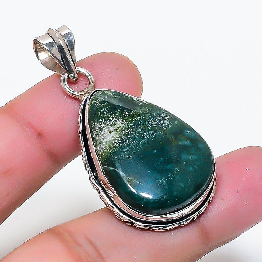 Natural Bloodstone Gemstone Handmade 925 Sterling Silver Pendant 1.77  AP-15739