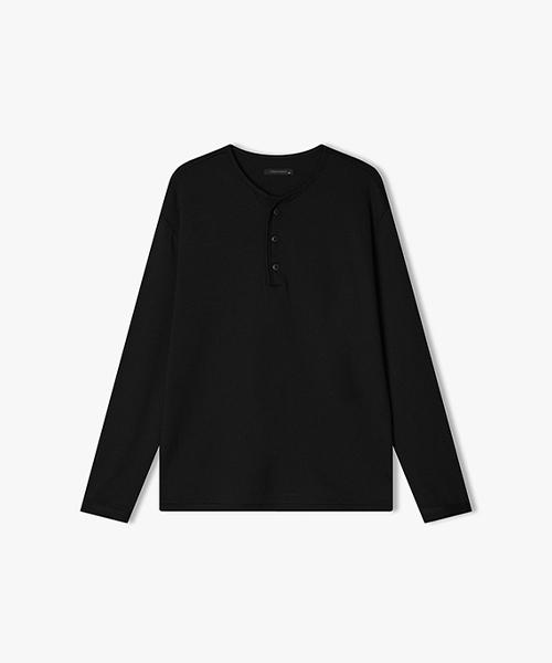 River Classy Lls41581 Black Regular Fit Henley Neck Long Sleeve T-Shirt 100