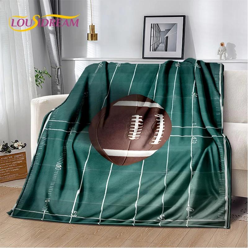 Rugby Field Rugby 2025 Style New American Football Cartoon Soft Blanket,Soft Throw Blanket for Home Bedroom Bed Sofa Travel Kids