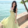 Holiday style suspender dress women's 2026 spring new chiffon tube top long dress temperament skirt