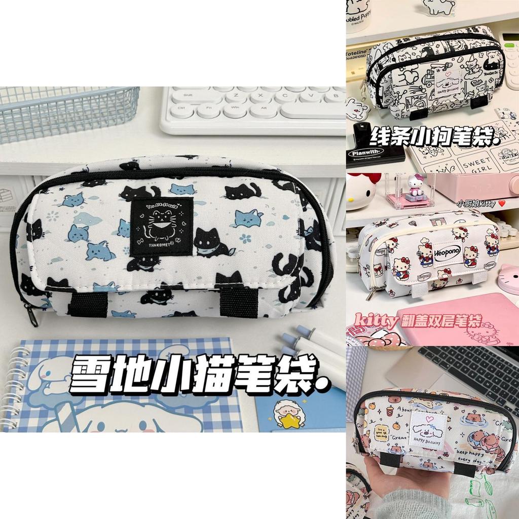Hello Kitty Capybara Pen Case With Flip Cover Design For Students And Office Use