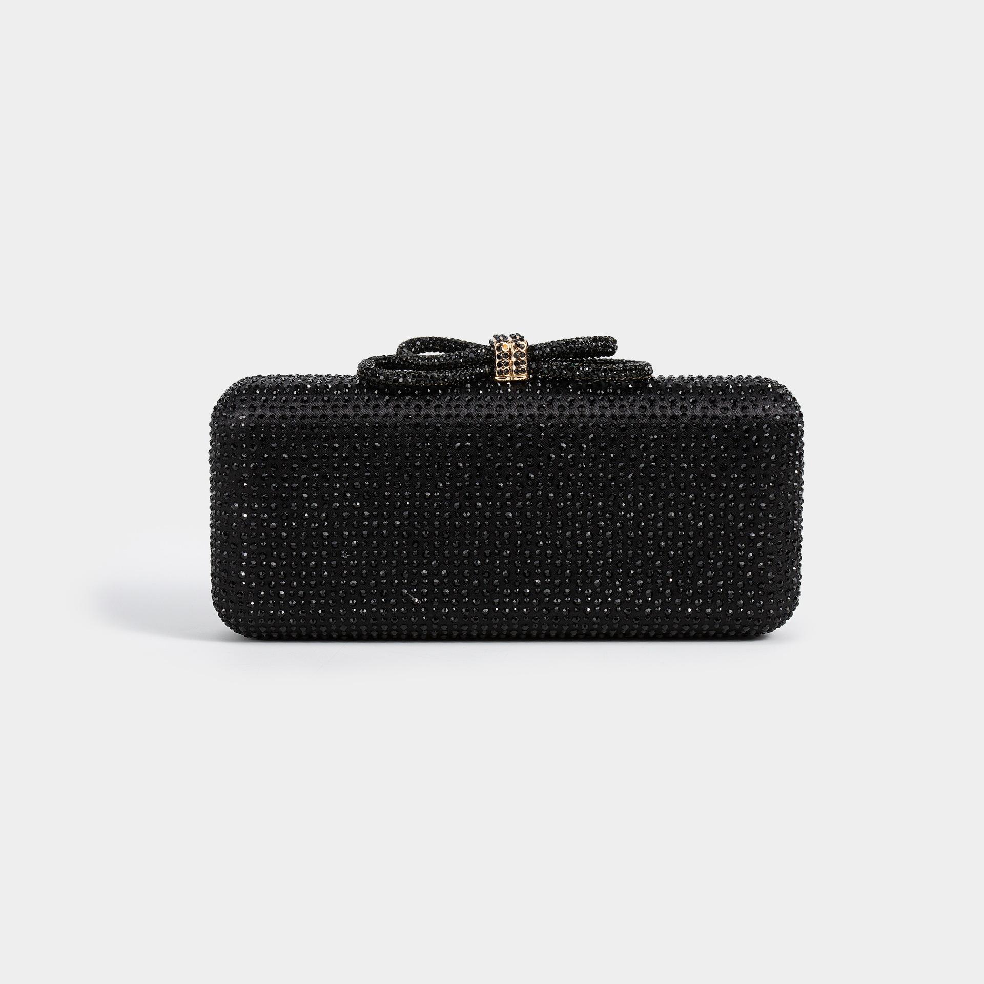 

New Silk Diamond Rhombus Evening Clutch for Women Fashionable Chain Link Shoulder Bag Wedding Party Purse чёрный