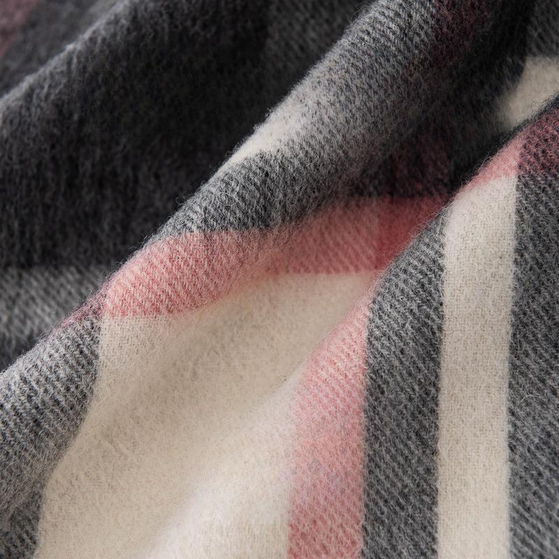 Lamb Wool Autumn and Winter Same Style Plaid Scarf for Men and Women Classic Wool Thickened Warm Scarf