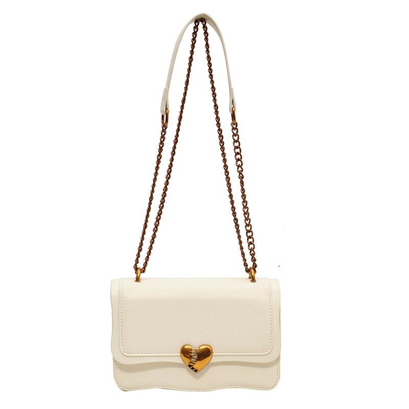 Trendy Chain Shoulder Bag 2023 Winter New Arrival Mini Bag For Women Urban Minimalist Style бежевый