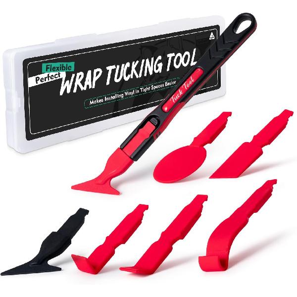 FOSHIO 7 in 1 Vinyl Wrap Tools for Tucking into Tight Seams, Professional Car Wrapping Tools Different Hardness Flexible Micro Squeegee Vinyl Tuck