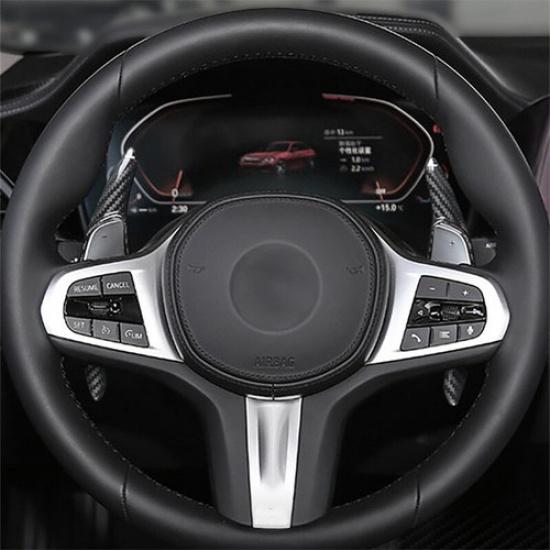2x Real Carbon Fiber Steering Wheel Paddle Shifter Cover For BMW 3 5 7 G20 G30