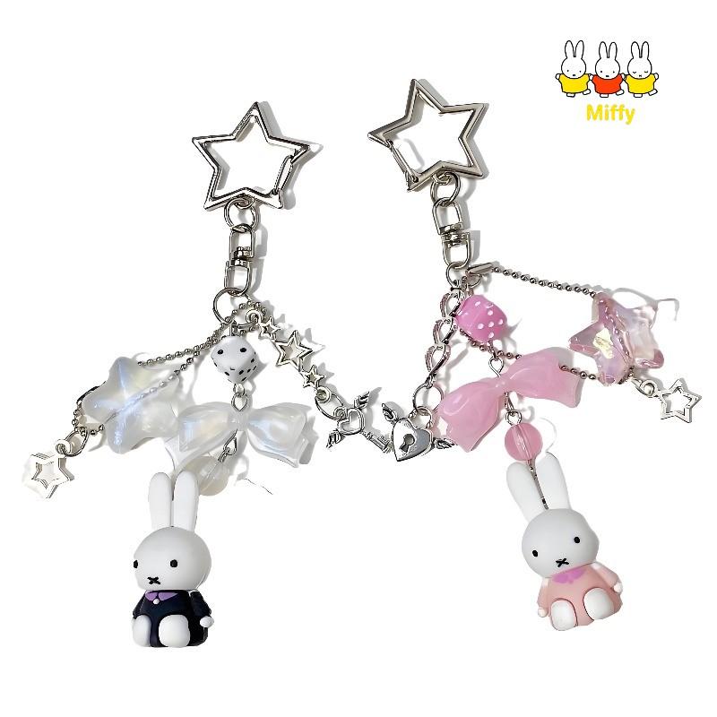 Kawaii Anime Miffy Keychain Little Rabbit Cute Cartoon Artistic Retro Keychain BagHot Girl Style Punk Style Girl Gifts