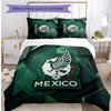 Mexico footbal Printed Bedding 3 Piece Set Cozy Breathable Bed Cover Set as Housewarming Holiday Gift