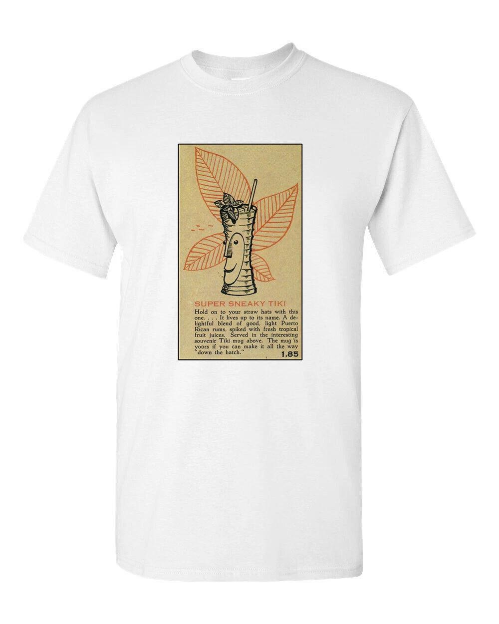 Retro Tiki T Shirt White 100% Cotton Bar Mug No.19 Super Sneaky Tiki Drink S