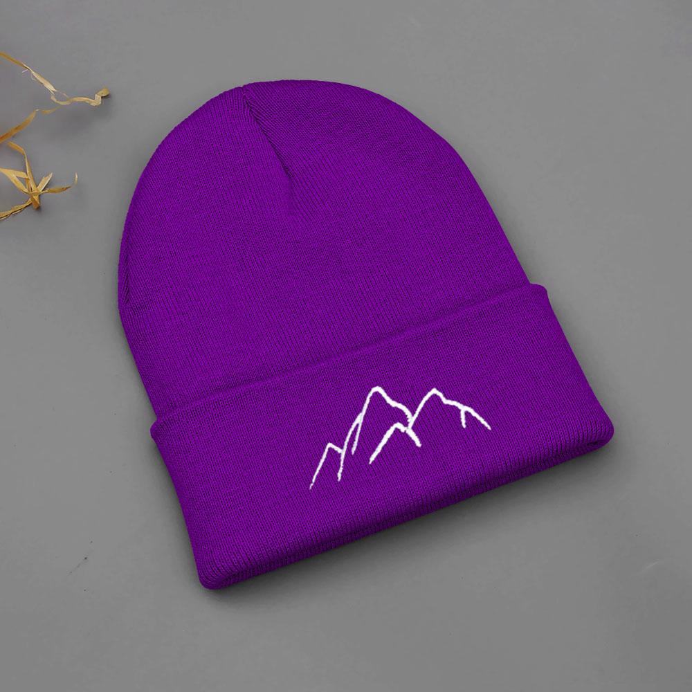 Winter Beanie Hats for Men Women Mountain Style Knit Cuffed Beanie Skull Cap Outdoor Daily Wear