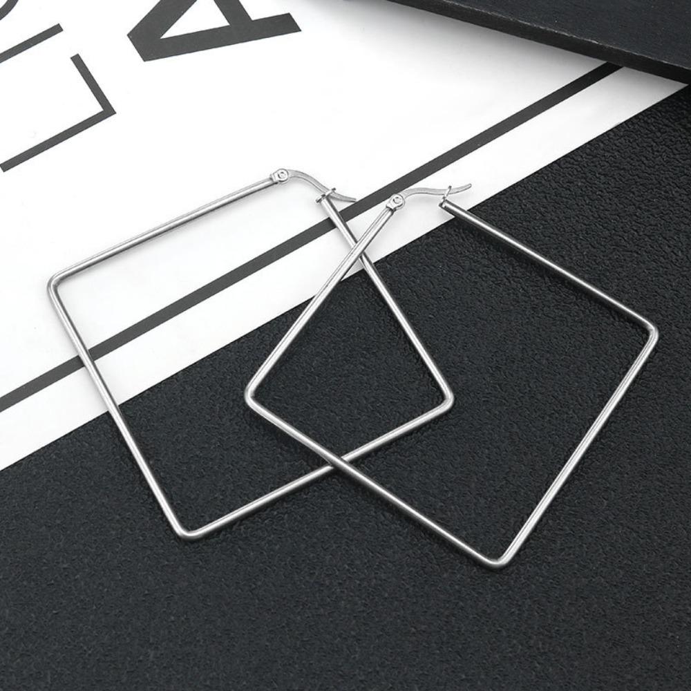 Minimalist Geometric Circular Large Hoop Earrings for Women Exaggerated Personality Stainless Steel Fashion Items Jewelry Gifts