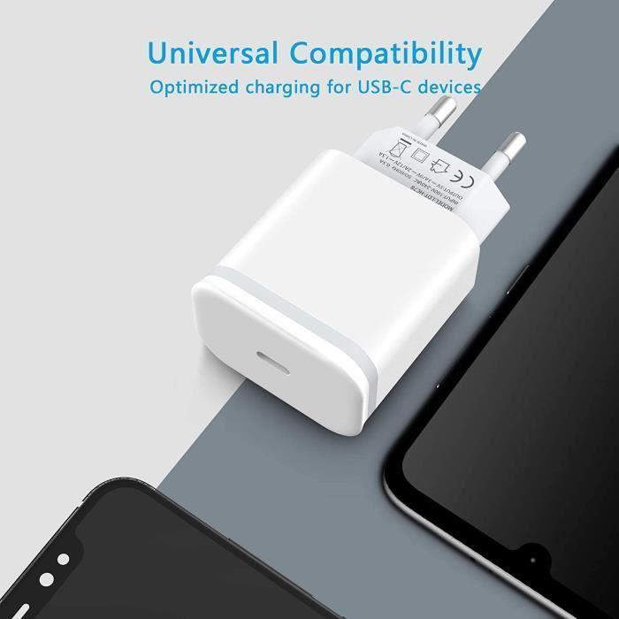 Chargeur Rapide 20W - Apple - iPhone 13 - USB C - PD 3.0 - Protection Surchauffe