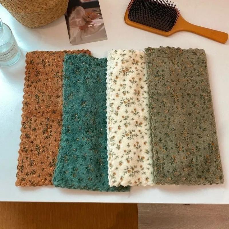 4 Pezzi Asciugamani per Lavare i Piatti a Forma di Fiore Panno Pulizia Spesso Morbido Riutilizzabile Potente Rimuovi Macchie Asciugamano Quadrato per Cucina Bagno Auto