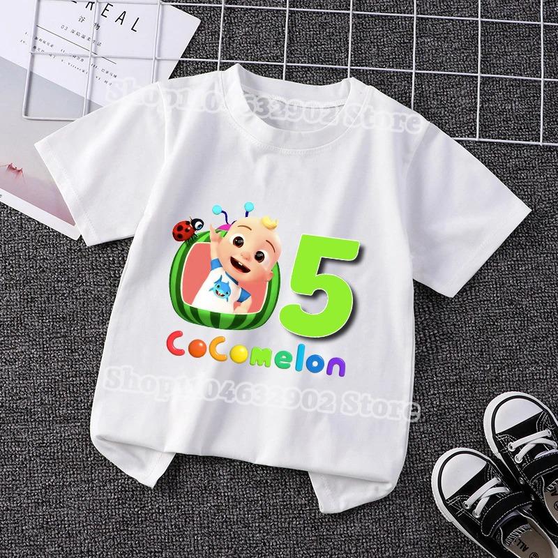 Cocomelons Kids Summe T-shirts Boys Girls Birthday Party Tee Cartoon Anime Graphic Print T-shirt Children Fashion Clothes Gifts