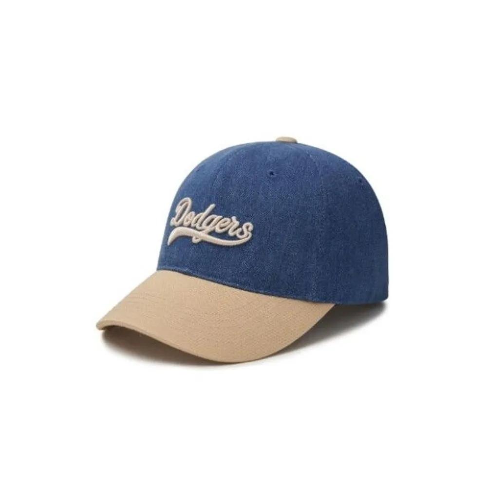 [MLB] Cap JQT 3ACPVD24N-07INS Cursive Lettering Denim Color Block Unstructured Ball Cap LA Dodgers FREE