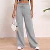 Women's Solid Color High Waisted Pants, Loose Fit Sweatpants, Straight Leg Pants