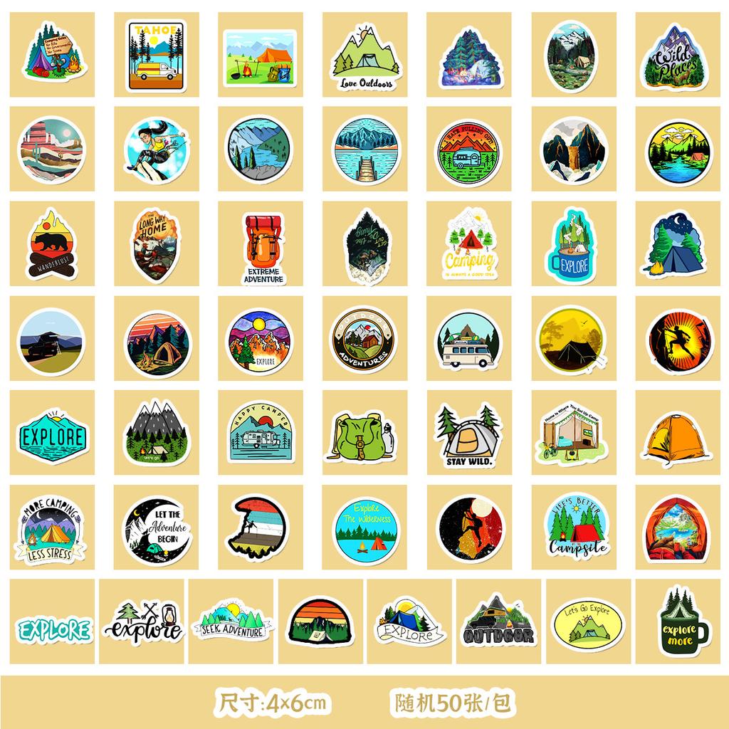 50/100 Outdoor Camping Graffiti Stickers Mobile Phone Guitar Decoration Waterproof Stickers DIY Hand Account Stickers
