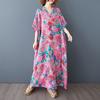 Manica corta Plus size vintage floreale nuovo in abiti per le donne casual larghi maxi lungo abito estivo