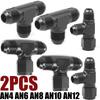 2Pcs Aluminum Flare Tee Fittings AN4 AN6 AN8 AN10 AN12 Male With 4 6 8 10 12 AN Female Swivel On Side Male To AN Female Adaptor