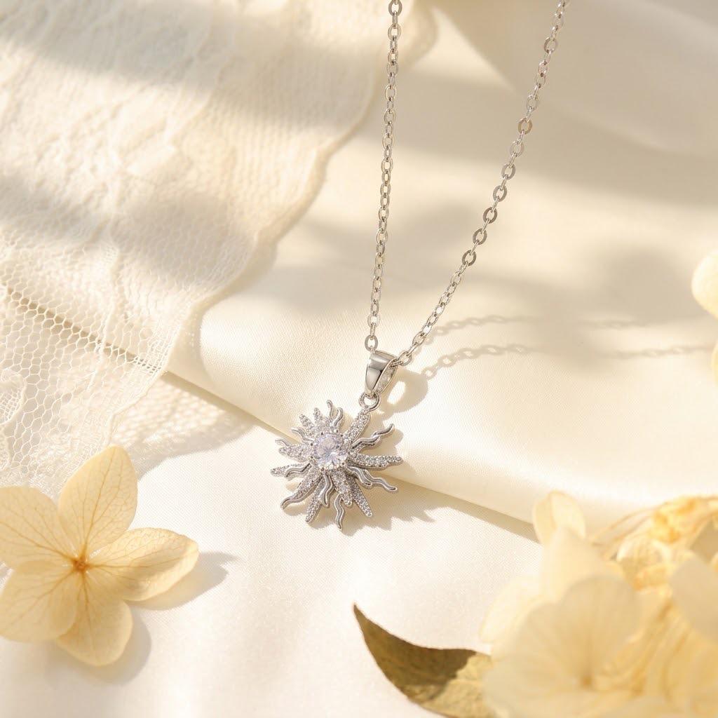 Korean Titanium Steel Necklace with Rotatable Windmill Pendant & Zirconia Pearl Clavicle Chain for Women