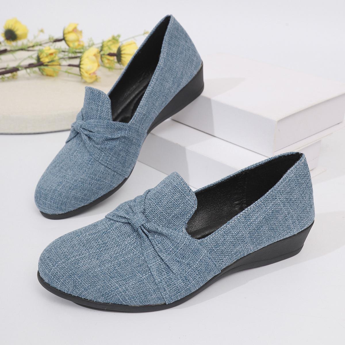 Large Size One-piece Slip-on Women s Pointed-toe Wedge Slip-on Casual Shoes 36 синий