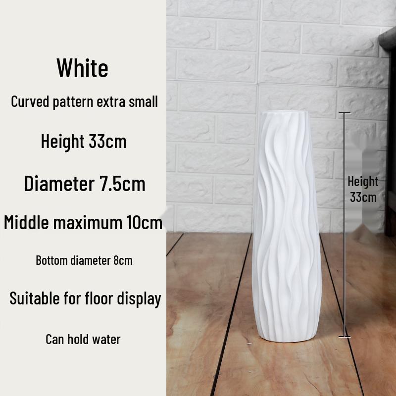 Large Modern Nordic Ceramic Floor Vase: Black & White Minimalist Design for Dried Flowers and French Arrangements In Living Room