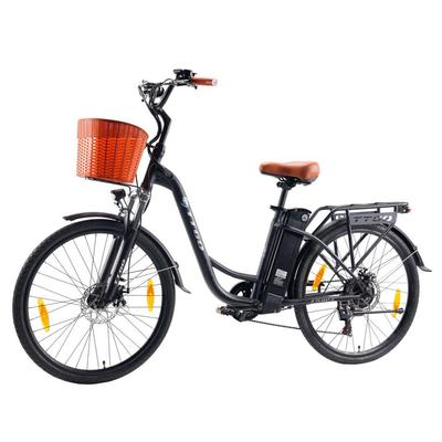 TTGO YY-26ST City Electric Bike 26 Inch Tires 250W Motor 36V14.5Ah Battery Max Speed 25km/h Max Range 60-75km Shimano 6 Speed Commute Bicycle