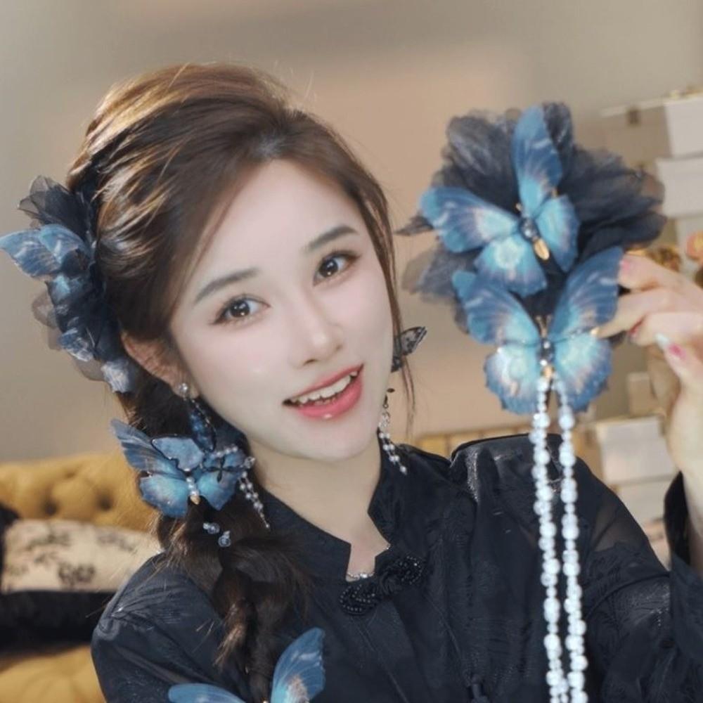 Beads Butterfly Tassel Hair Claw Clips Elegant Ancient Style Hairgrips  Girls