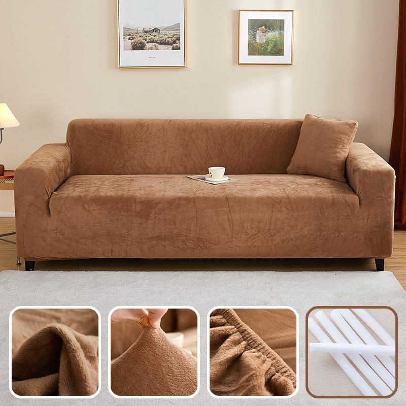 

Утолщенные плюшевые эластичные чехлы для диванов для гостиной, однотонные универсальные чехлы для диванов из спандекса, секционные чехлы для мебели 1-Seat 90-140cm