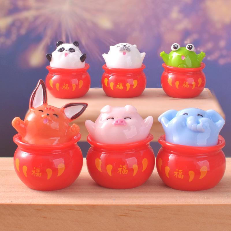 

Cute Cartoon Animal Untoppleable Figurine Home Desktop Decoration Car Resin Craft Fox