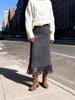 2025 Women's Elegant Tassel Long Suede Plush Skirt - Autumn/Winter Slim-Fit H-Line